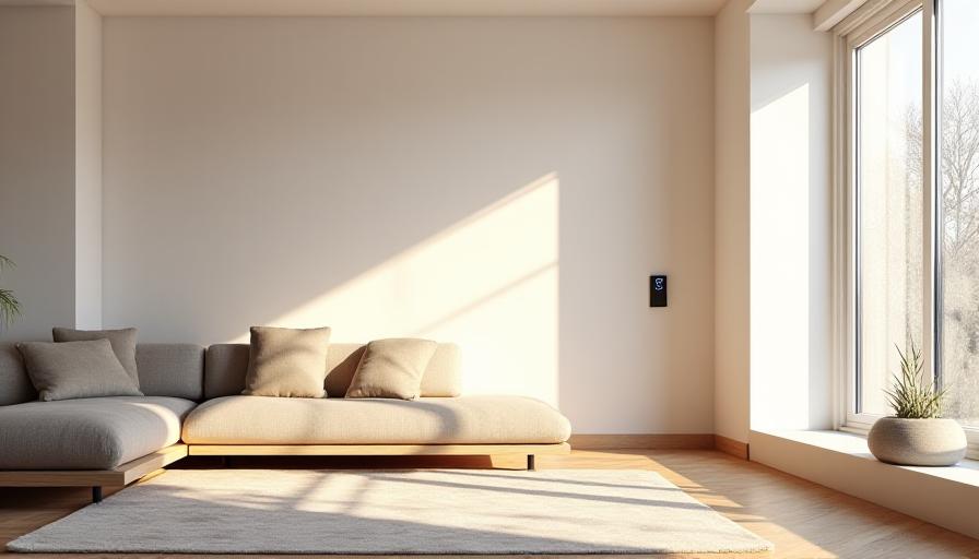 Modern living room with dimmable circadian lighting