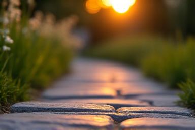 LED path lighting in a luxury garden