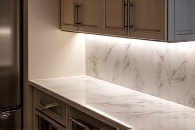 Under cabinet LED task lighting in a luxury kitchen